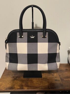 Kate SpadeBlack & Cream Buffalo Check Dome Satchel